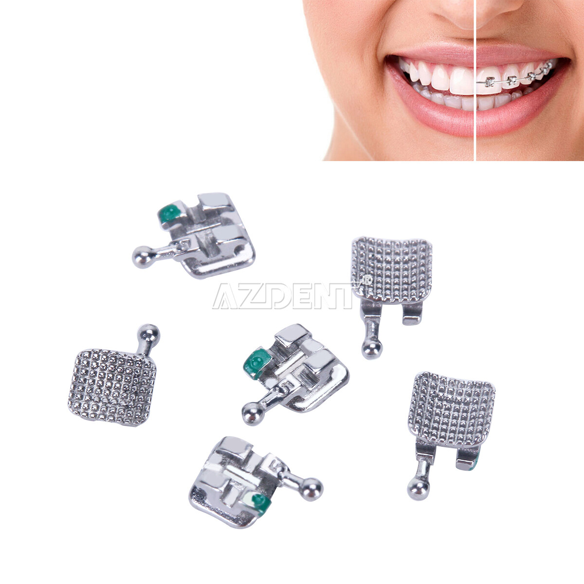 50Sets/pack AZDENT Dental Orthodontic Brackets Mini MBT Roth 018/022 Hooks 345