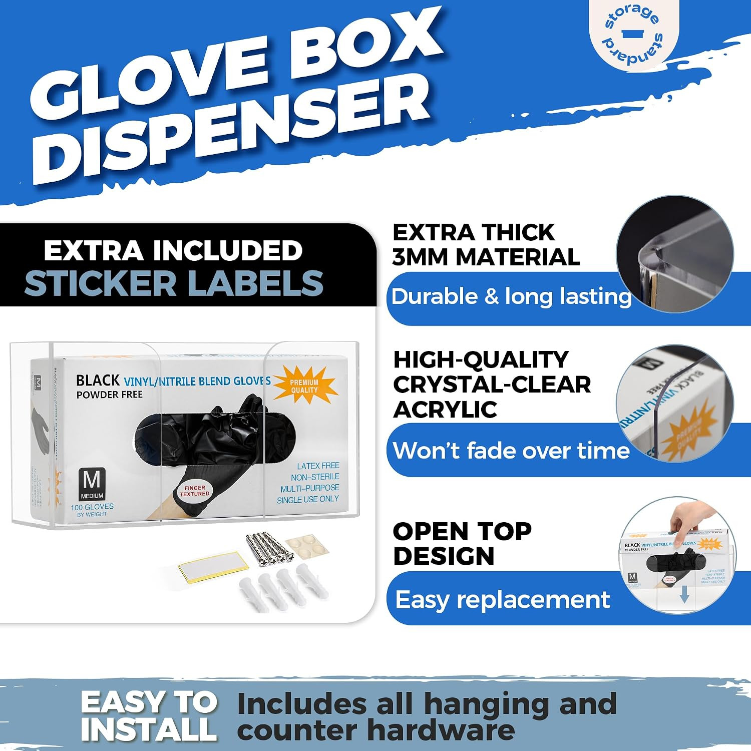 Glove Box Holder Dispenser – Kitchen, Medical, & Latex Gloves Holder Wall Mount