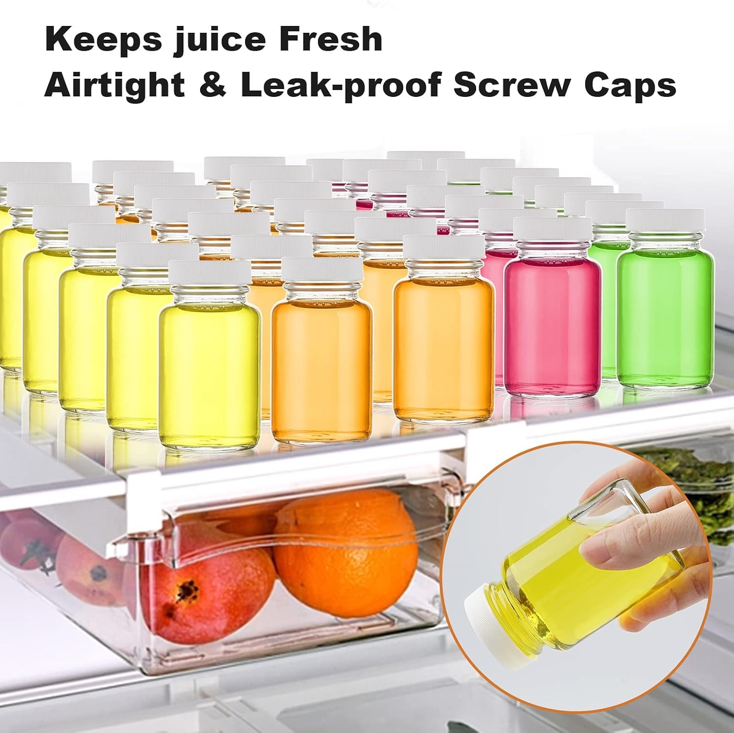 Glass Juice Shot Bottles with Caps – 8 Pack 3.5oz Small 3.5 oz glass, clear