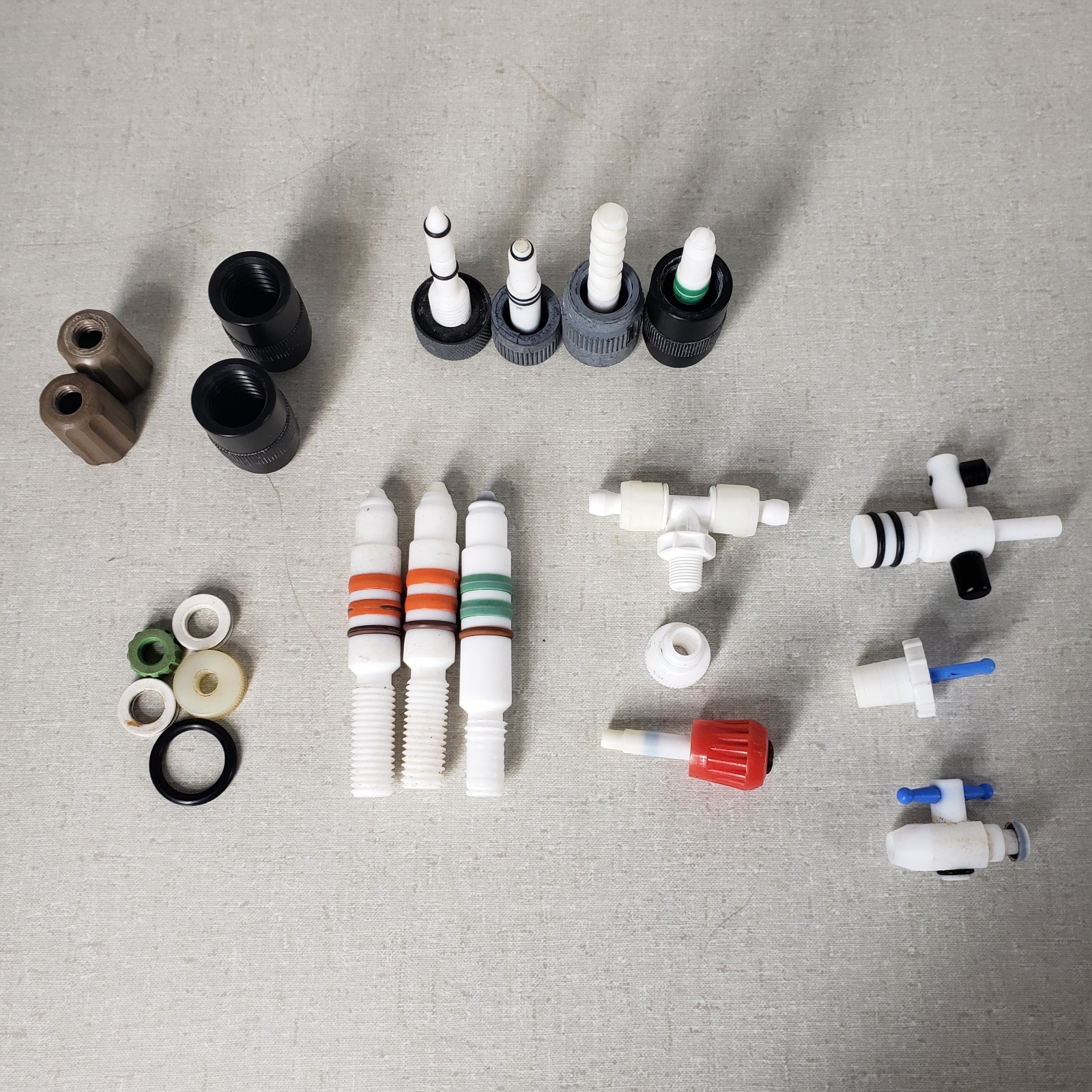 Assorted PTFE Glassware Accesories for Laboratory Use, 13mm, 10mm, & 9mm Plugs