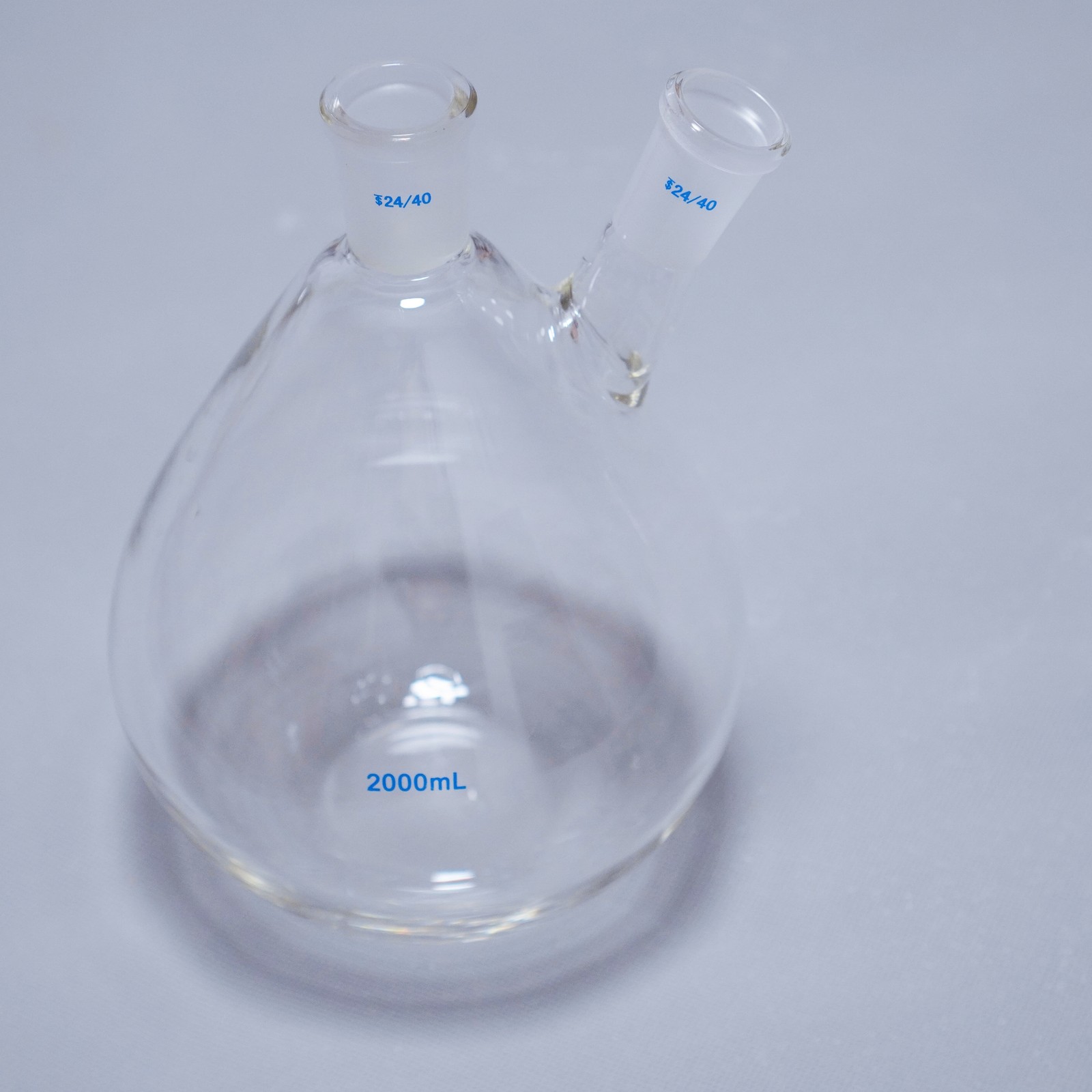 2000 ml lab glass 2-neck eggplant-shaped flask flat bottom/round bottom 24/40