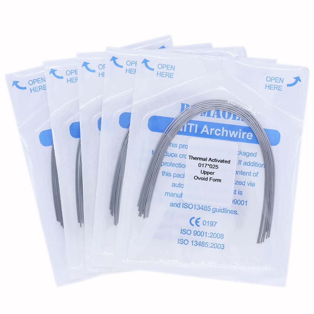 50×Dental Orthodontic Niti Thermal Activated Rectangular Arch Wires 17×25 Upper