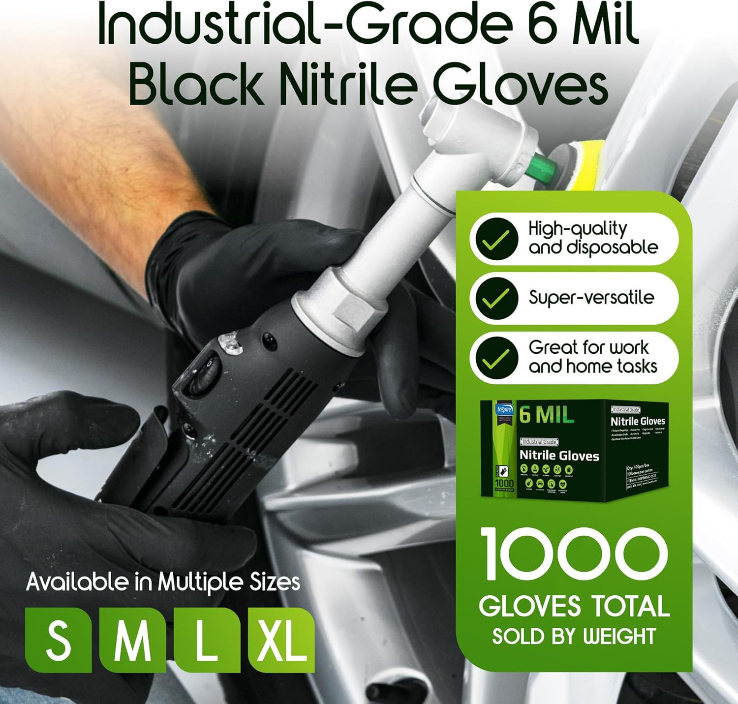 Black Nitrile Gloves HEAVY DUTY 6 Mil Nitrile Chemical Resistant Medical Cooking