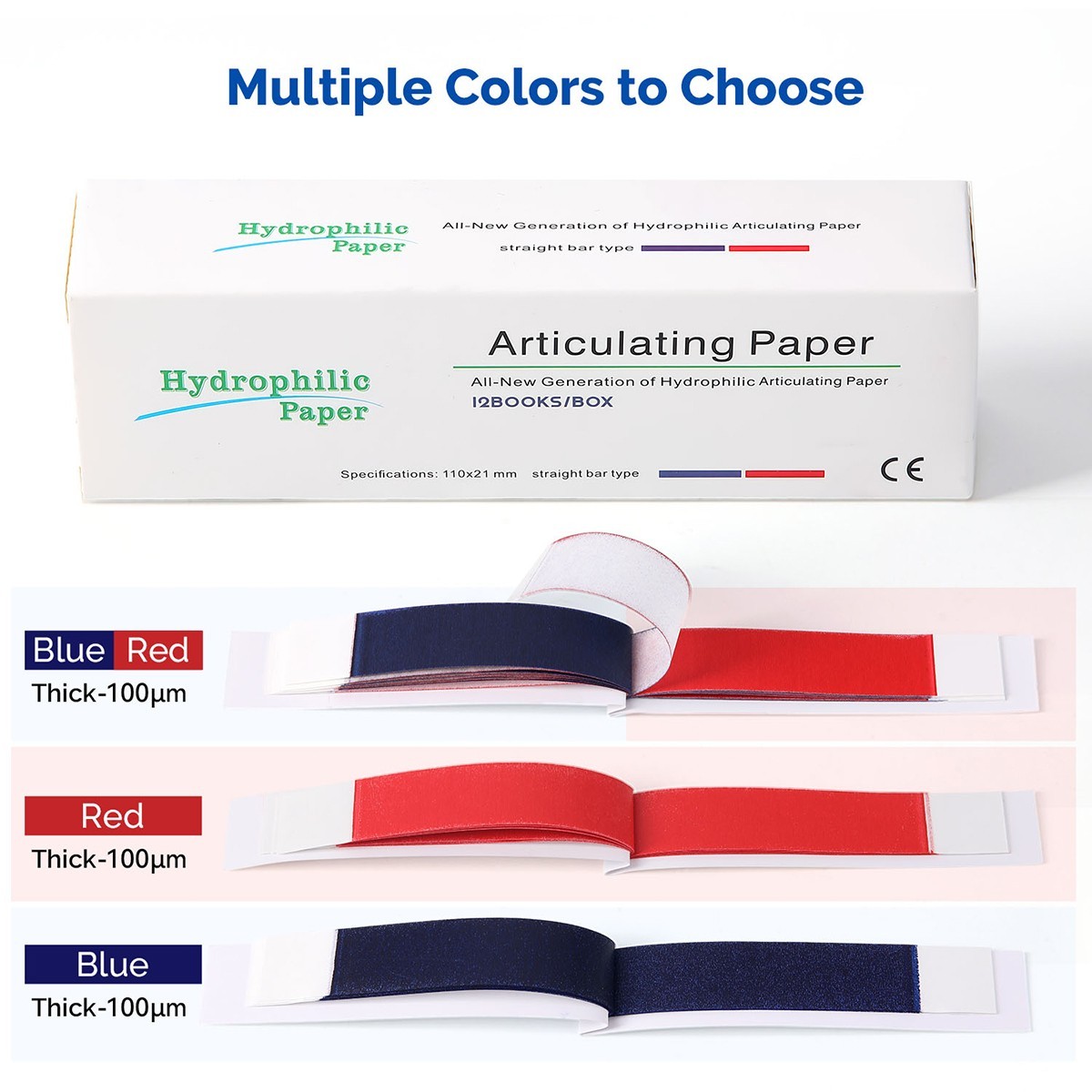 AZDENT Dental Articulating Papers Double Sided Strips Red/Blue Thin Bite Paper