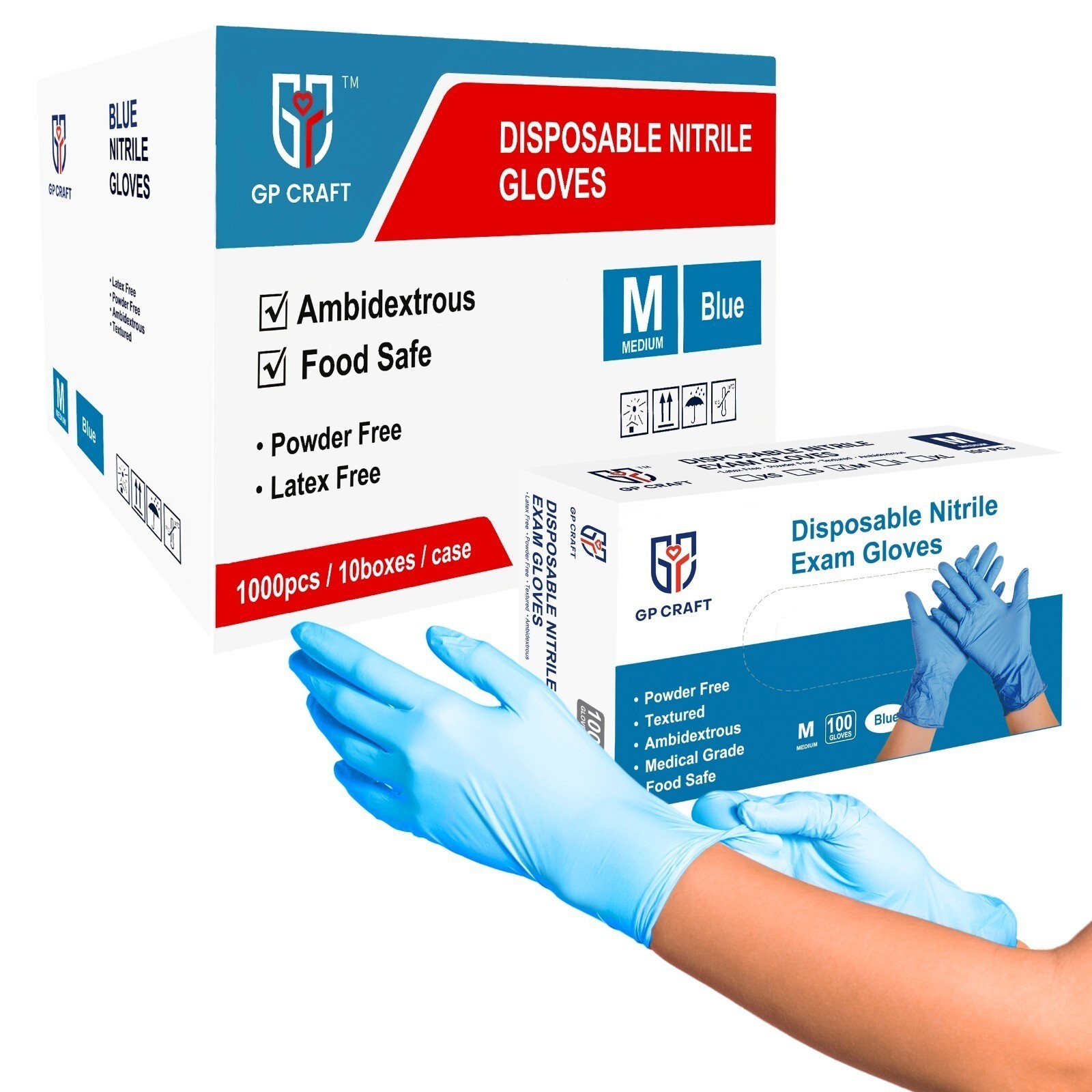 GP Craft Blue Nitrile Gloves 4 Mil Latex-Free Food Safe 1000 Count