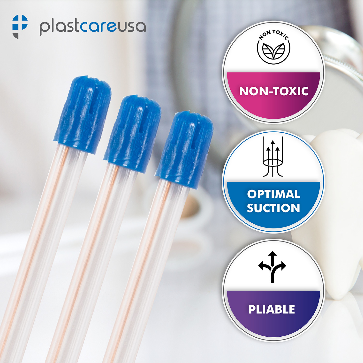 100 (1 Bag) Saliva Ejectors Ejector CLEAR/BLUE Dental Suction Tips Disposable