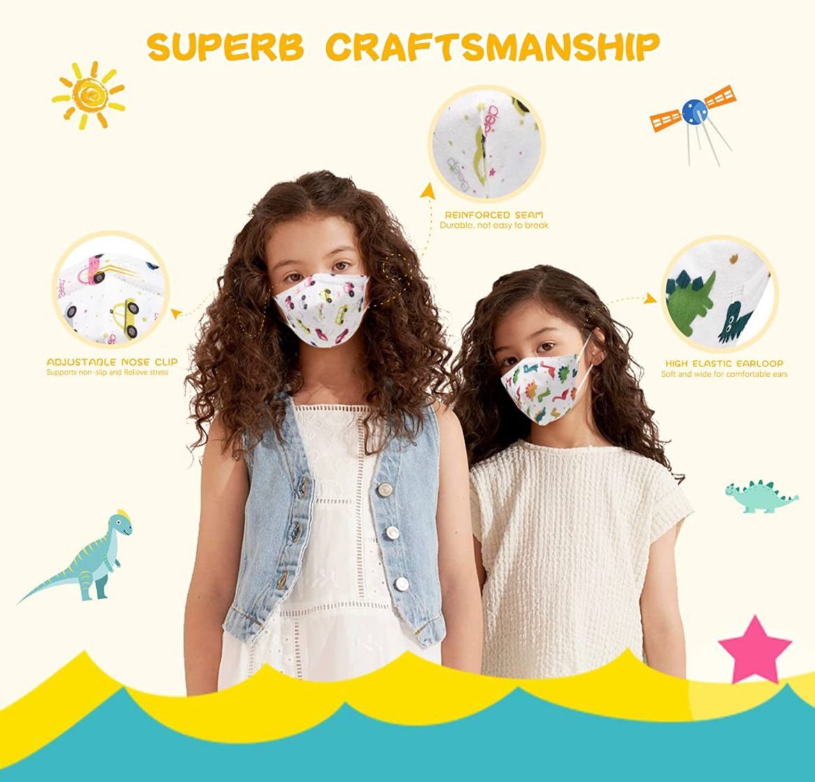 100/20 Pcs White KN95 Protective 5 Layer Kids Face Mask BFE 95% Disposable Masks