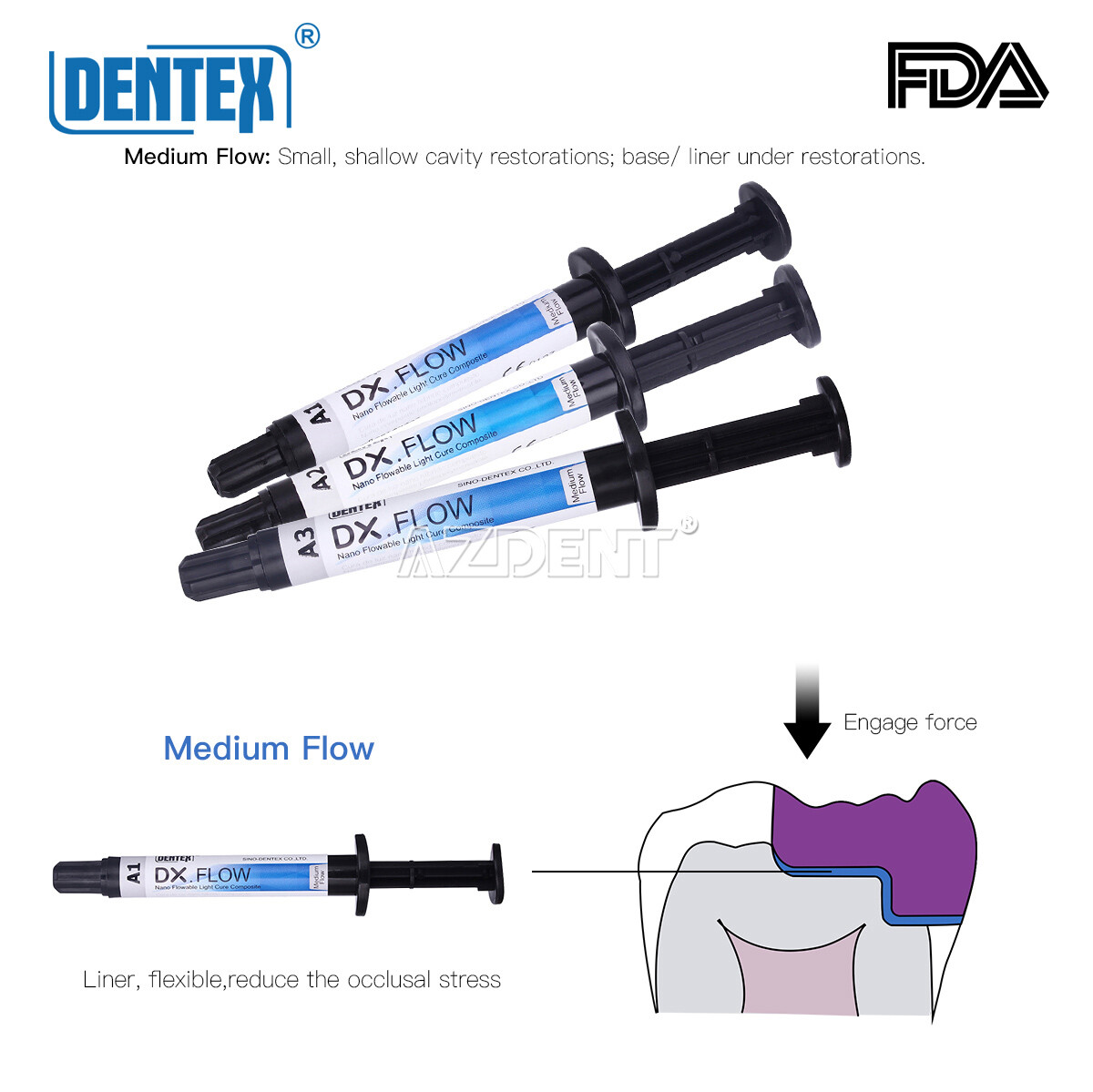 DENTEX Flowable Light Cure Composite Resin /Etching Gel/Bonding Adhesive