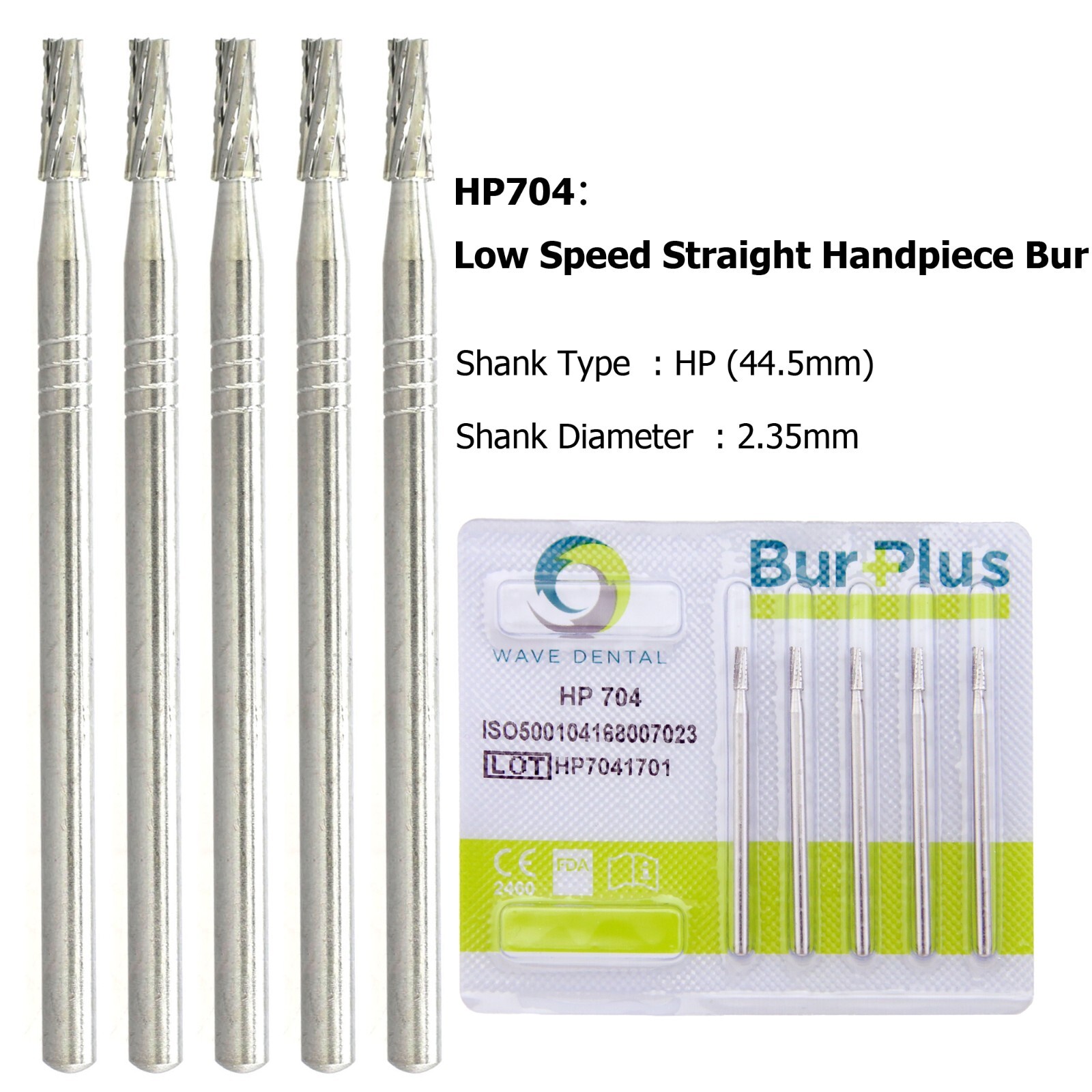 Wave Dental Straight Surgical Bur 701 702 703L Carbide Low Speed Nosecone 44.5mm