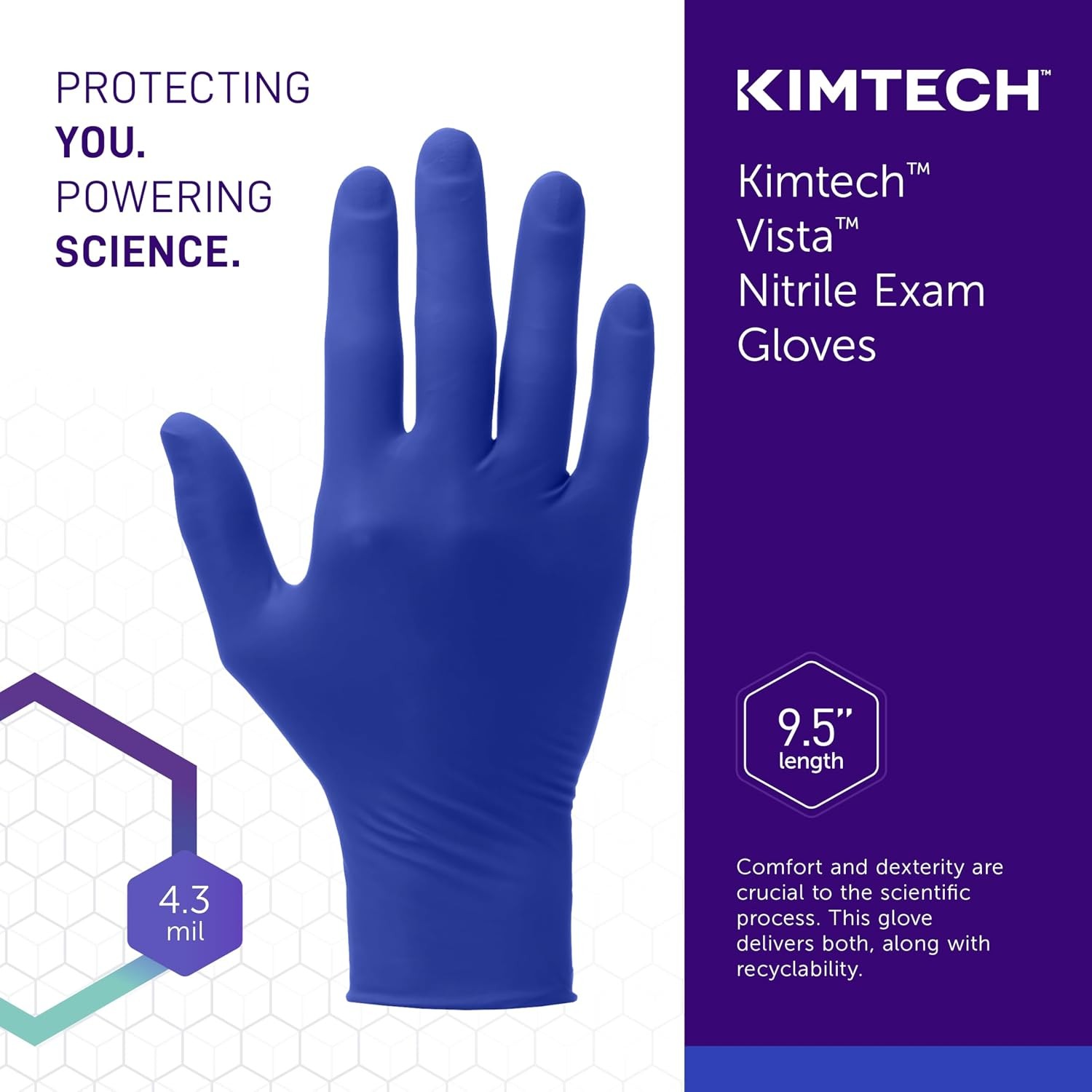Kimtech™ Vista™ Nitrile Exam Gloves (62826) 4.3 Mil, Ambidextrous, 9.5”, S, 200