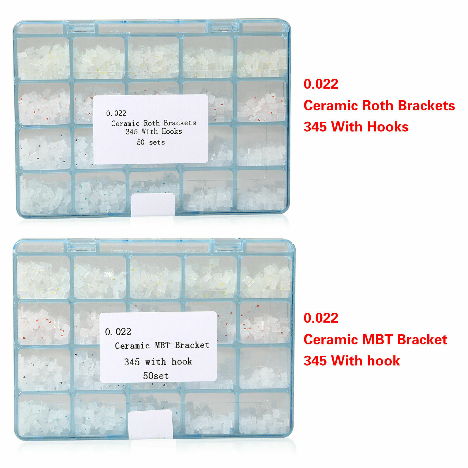 1-5 boxes Dental Orthodontic Ceramic Bracket Braces MBT./Roth 0.022 345 Hooks