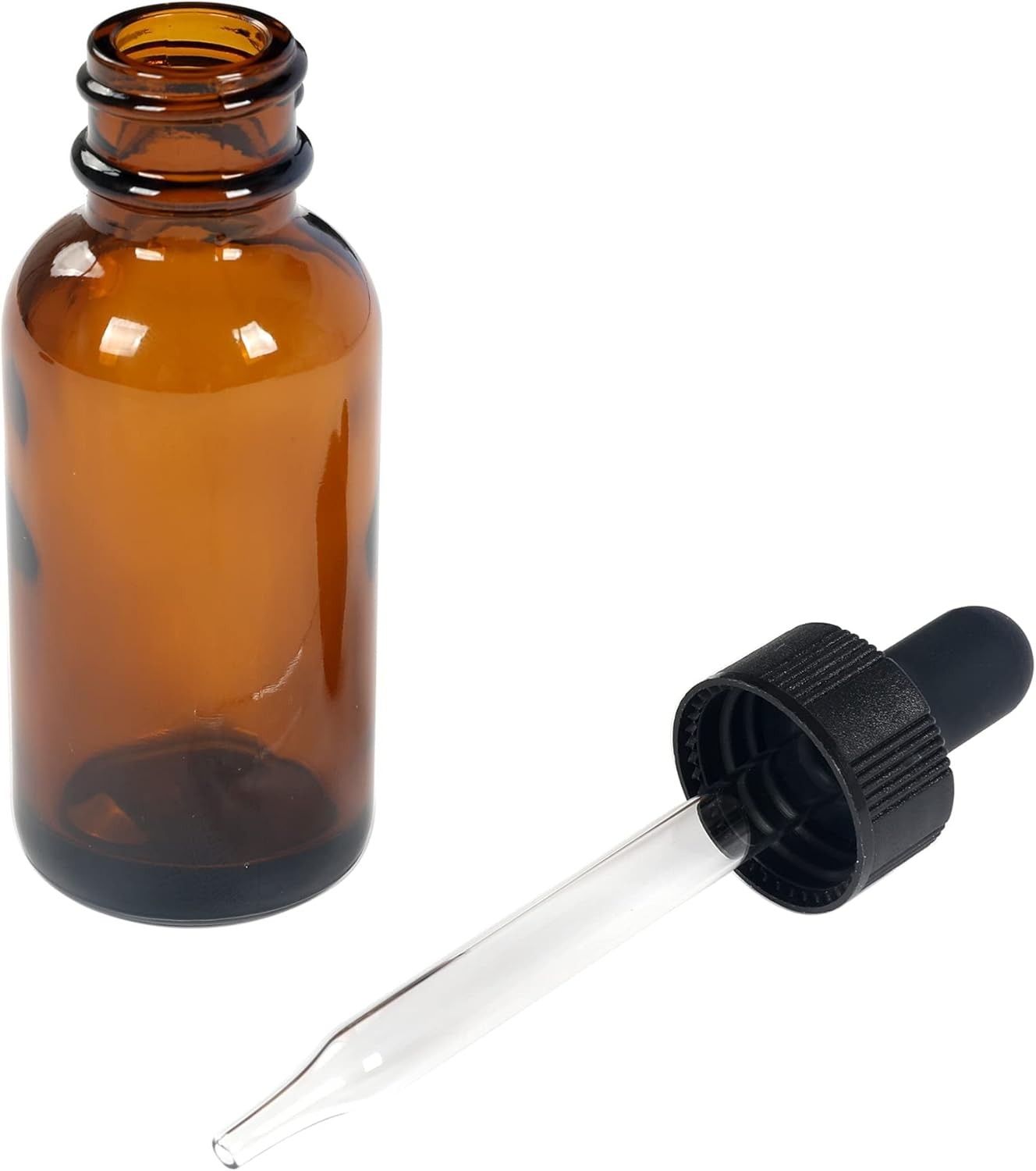 2-Pack Round Glass Bottles (Amber/ 1 Fl oz. with Droppers/ 2 Pcs)