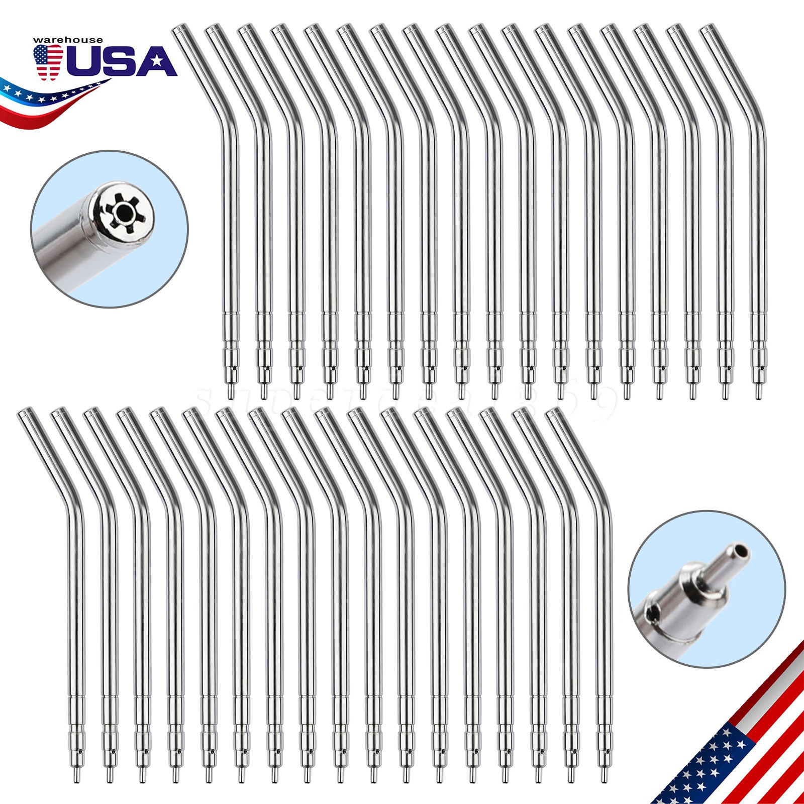 50x Dental Air Water Syringe Spray Nozzles 3-in-1 Alloy Tubes Tips Three Way SA