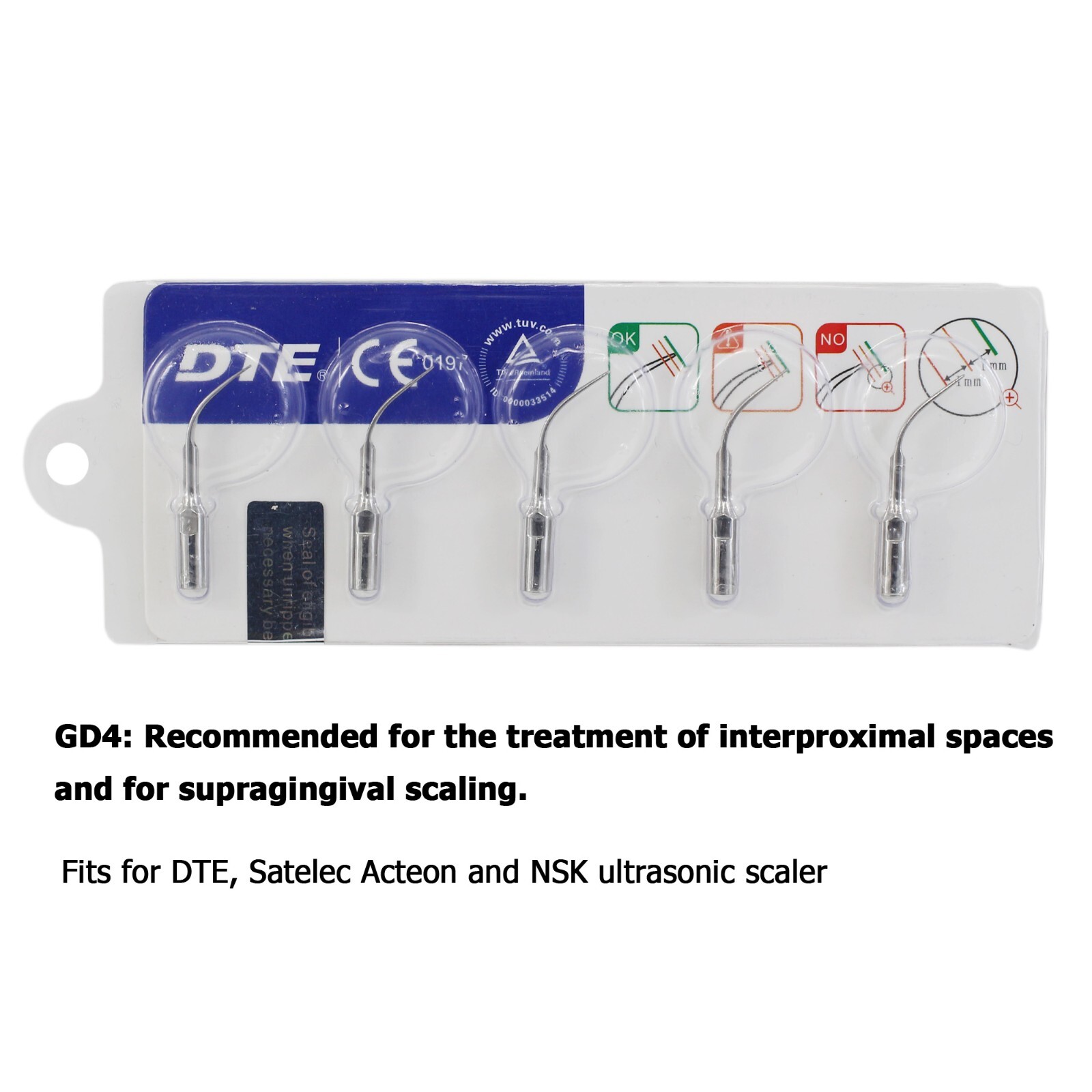 Woodpecker DTE Dental Ultrasonic Scaler Piezo Tips HD-7L Handpiece DTE-V3 LED