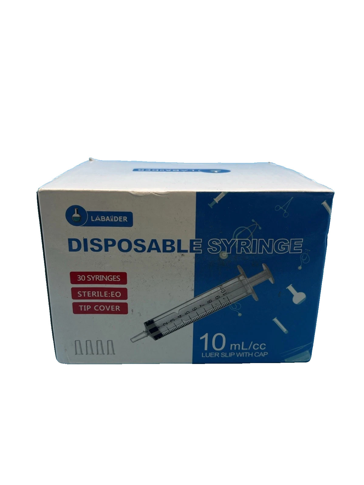 Labaider 30 Count Disposable Syringes 10mL Sterile EO With Tip Cover New