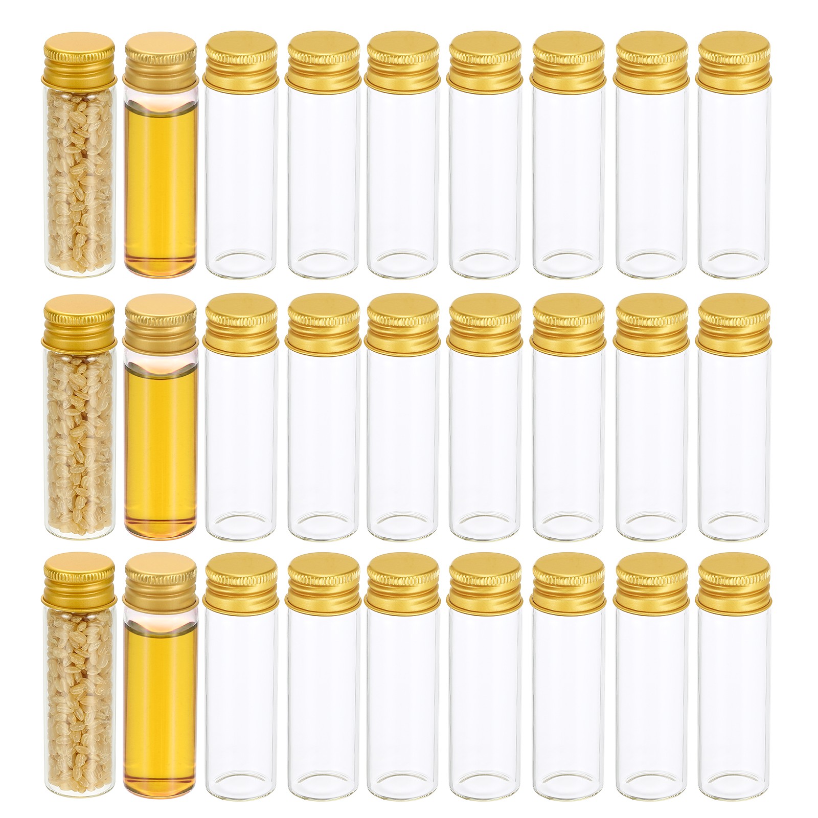 15ml Clear Glass Vials 20 Pack Small Liquid Sample Vial with Screw Caps, Golden