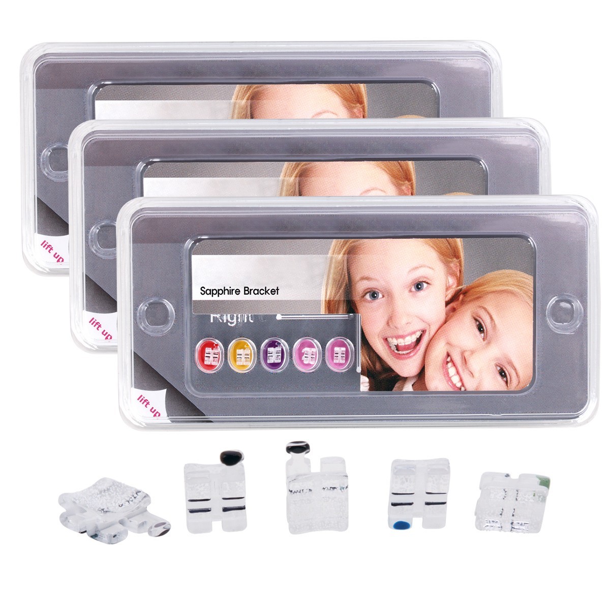 Dental Orthodontic Sapphire Ceramic Brackets Braces Mini Roth/MBT.022 Hooks 345