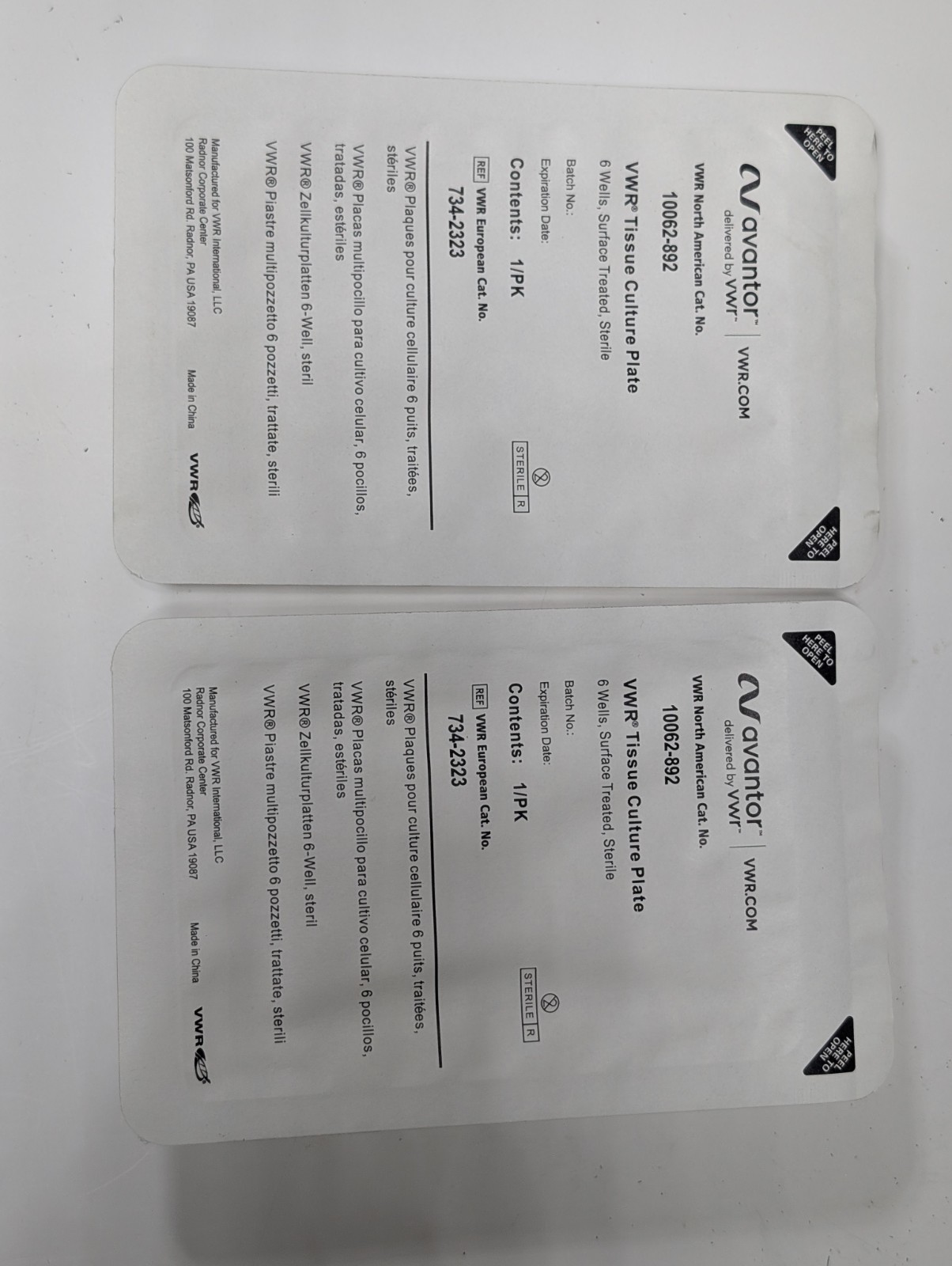 VWR Avantor 10062-892 Culture Plate 6-Well Sterile Ex 07.2026 (42 Remaining)