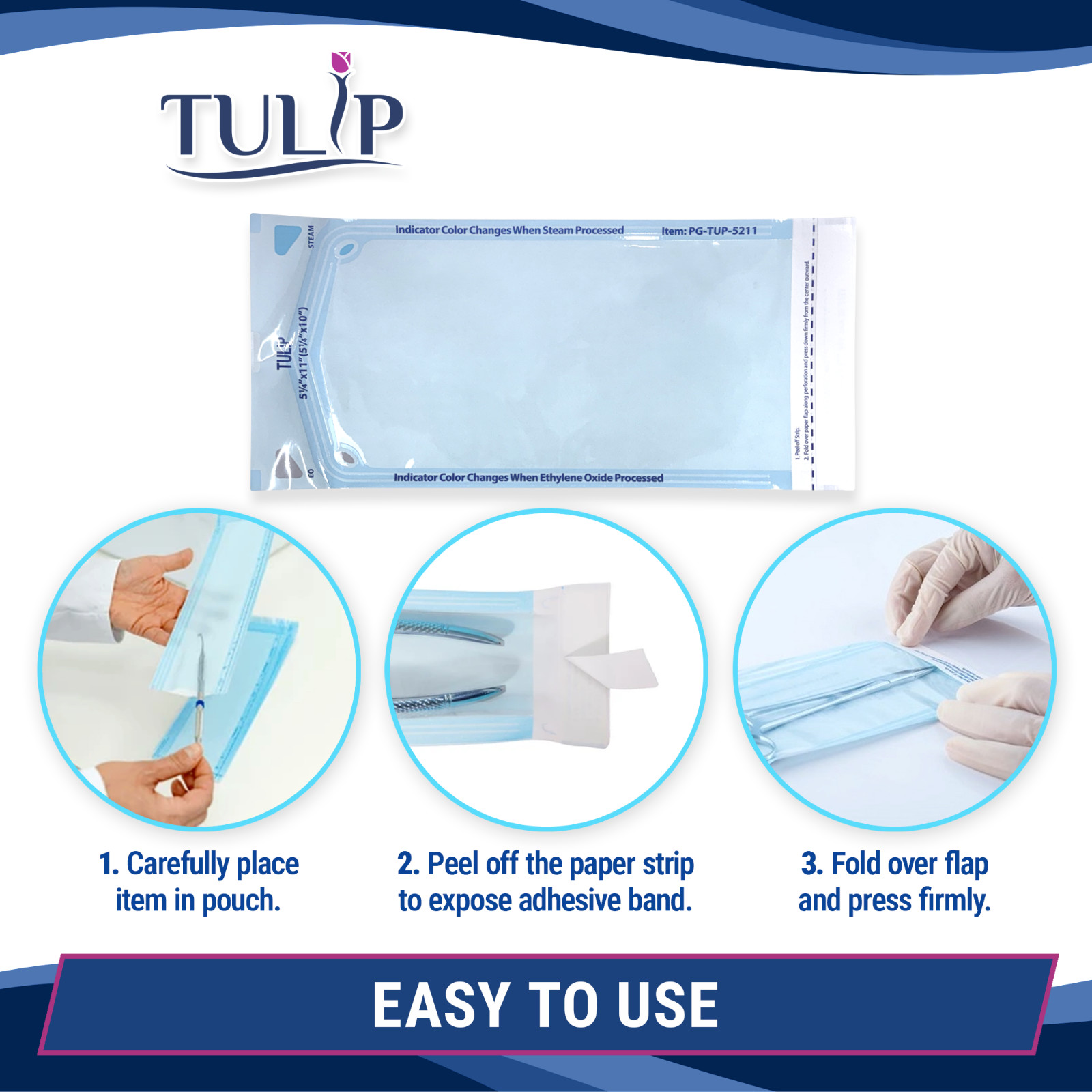 400 5.25″ x 10″ Self-Sealing Sterilization Pouches Nail Bags Autoclave TULIP