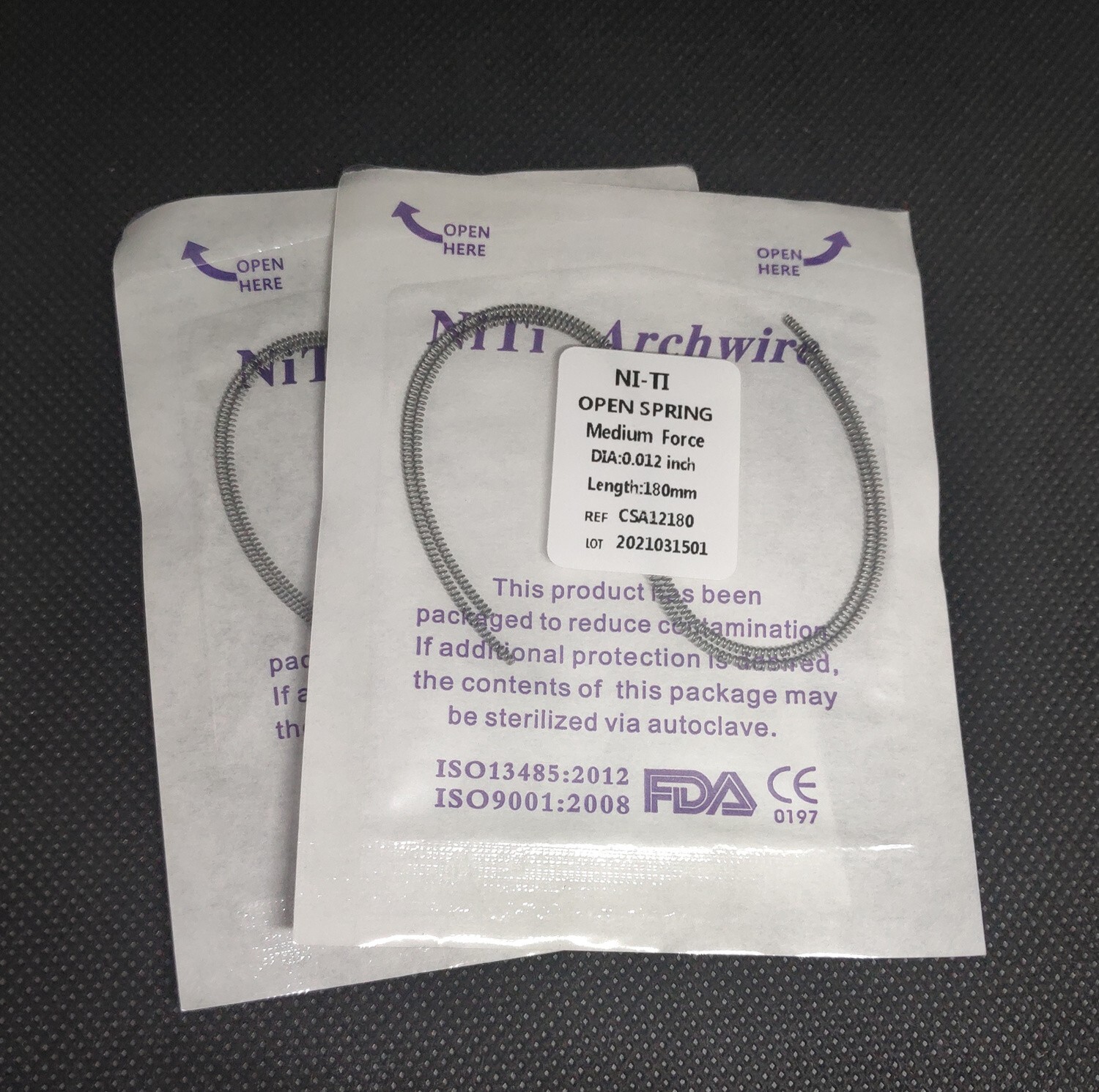 10 Packs Dental Orthodontic Open Coil Spring NiTi Alloy 0.012*180mm Medium Force