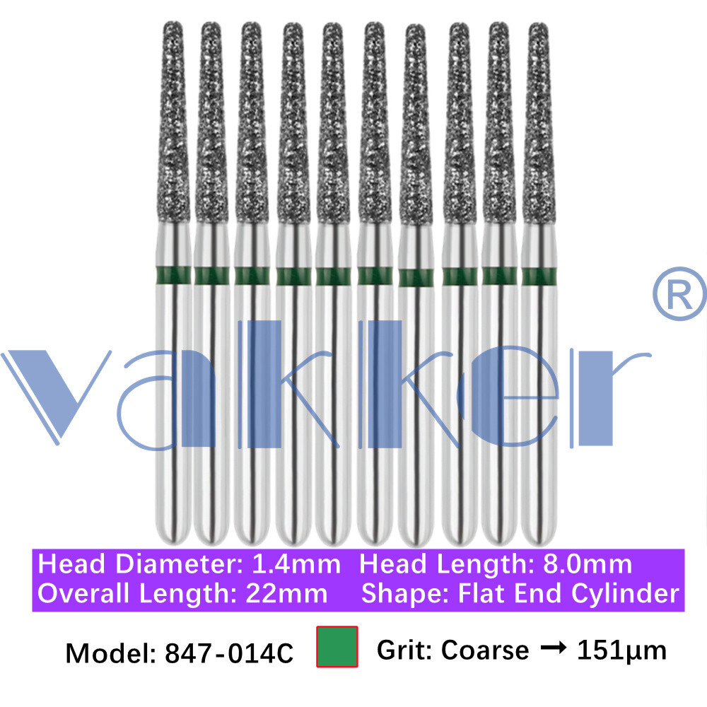 Vakker Dental Flat End Taper FG Diamond Bur 847-014C Coarse 10/pk