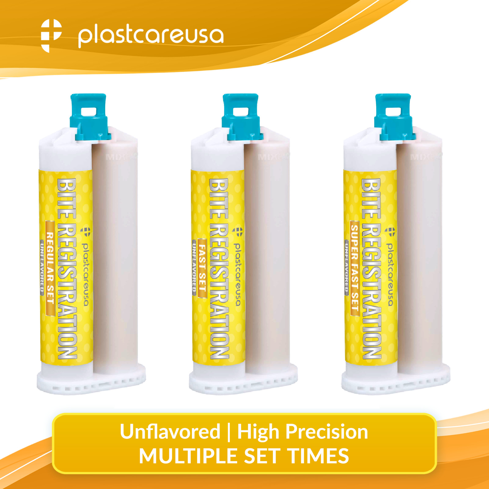 8 X 50ML Dental Bite Registration Material REGULAR Set Unflavored Cartridges