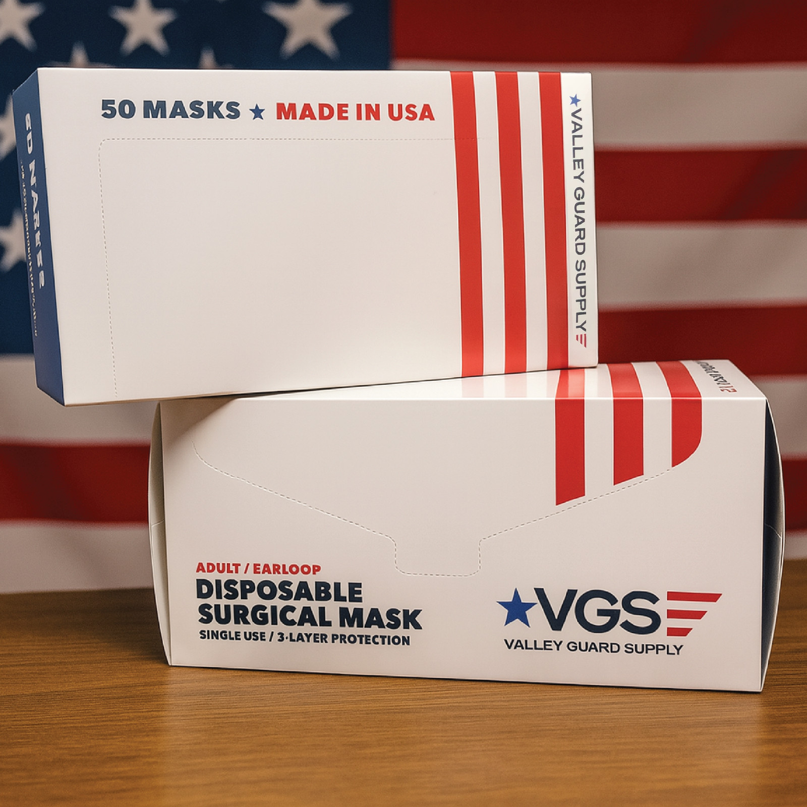 Made in USA Disposable Surgical Ear-Loop Face Masks 100 pcs | 3 Ply | Level 2