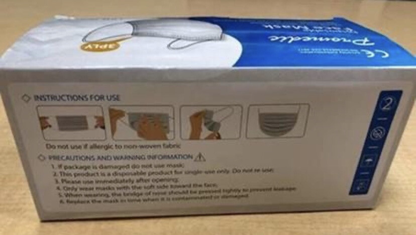 50Pcs Disposable Fluid Resistant, Filtering Protective 3 Layer Face Masks.