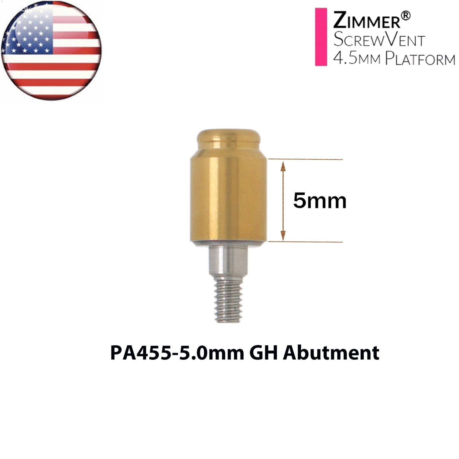 US Dental Overdenture Locator Abutment & Male Cap Kit for Zimmer Ø4.5mm Platform