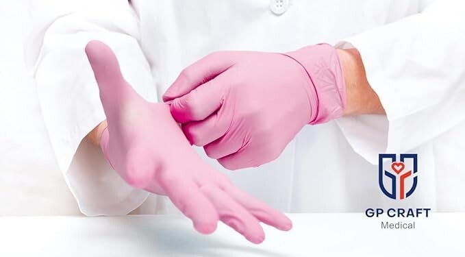 GP Craft Pink Nitrile Gloves 3.5Mil Powder Latex Free Disposable (100pcs)