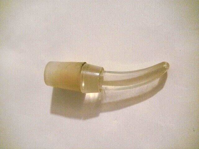 EXTREMELY ODD CONJOINED RIBBED & HORNED BOTTLE MADE IN FRANCE EACH W GLASS STRAW