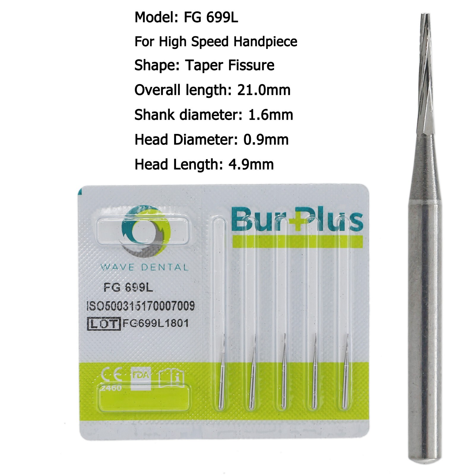 Wave Dental Carbide Burs FG 169L 699 699L 702L High Speed Friction Grip Midwest