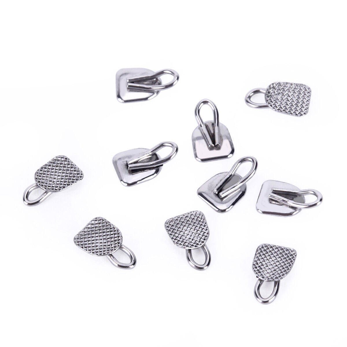 Dental Orthodontic Lingual Button Bondable Round Rectangular Base Mesh With Hook