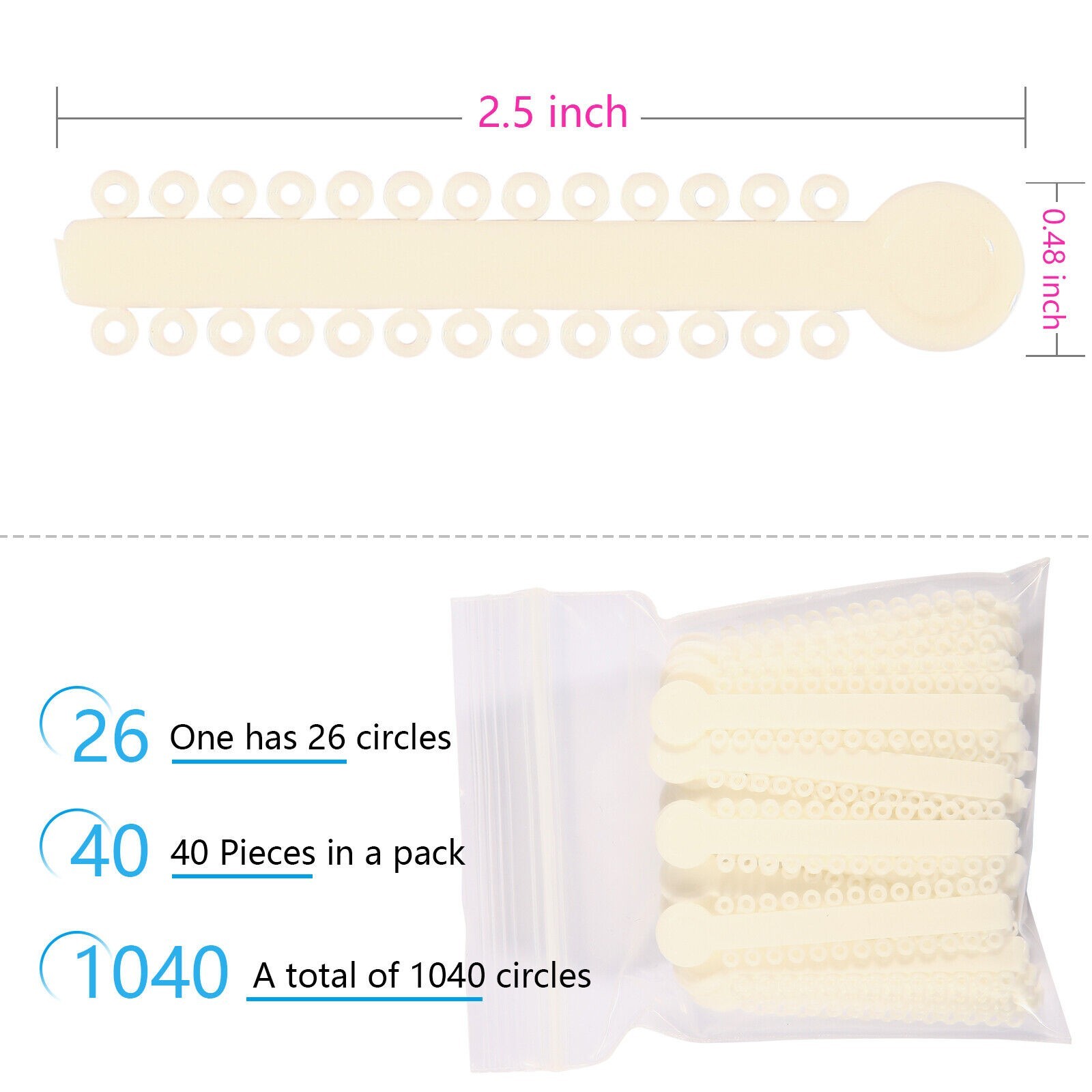 1 Bag Dental Orthodontic Ligature Ties Elastic Rubber Bands 45 Colors 1040 Pcs