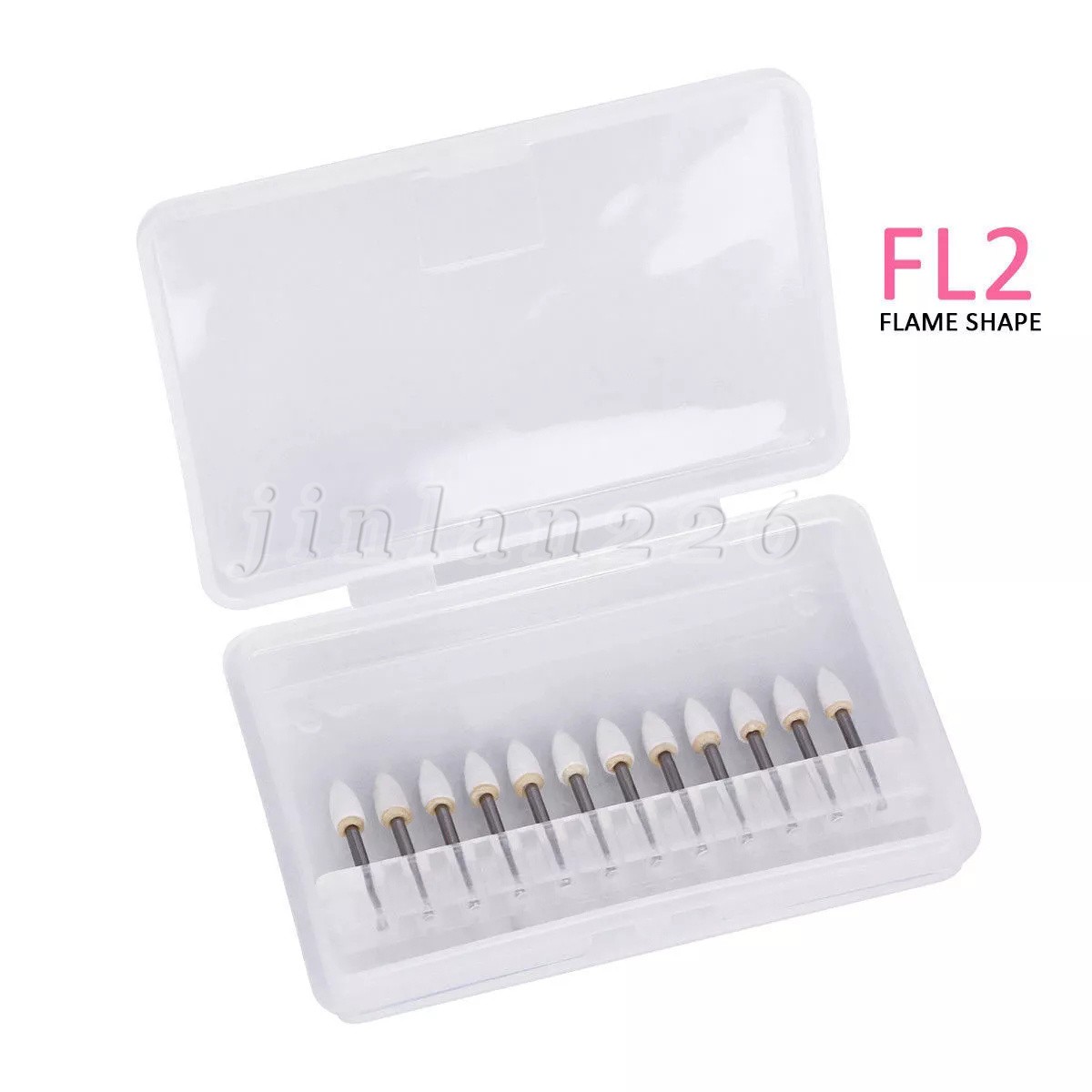 Dental White Polishing Stones – Flame FL2 FG – Arkansas Stone – Meta – 12 pieces