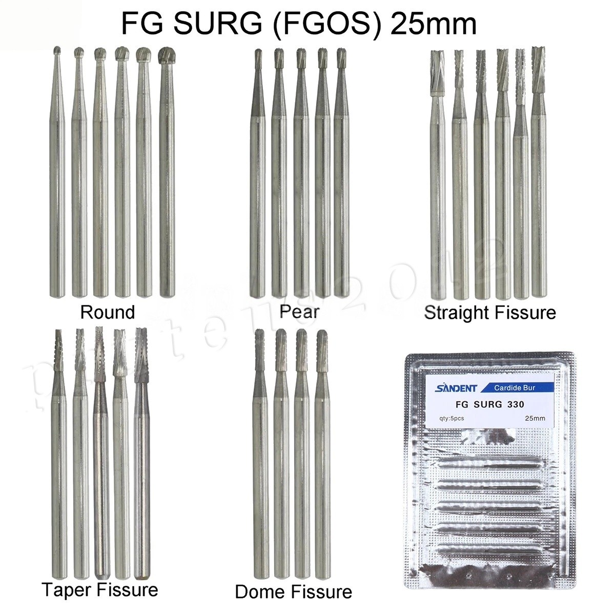 Dental Surgical Burs 25mm Carbide Bur Friction Grip FG Round For High Speed