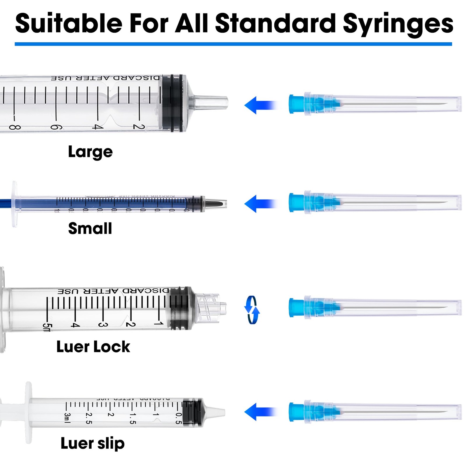 100 Pack 23 Ga 1.5 inch Disposable Needles with Caps for Scientific and Indus…