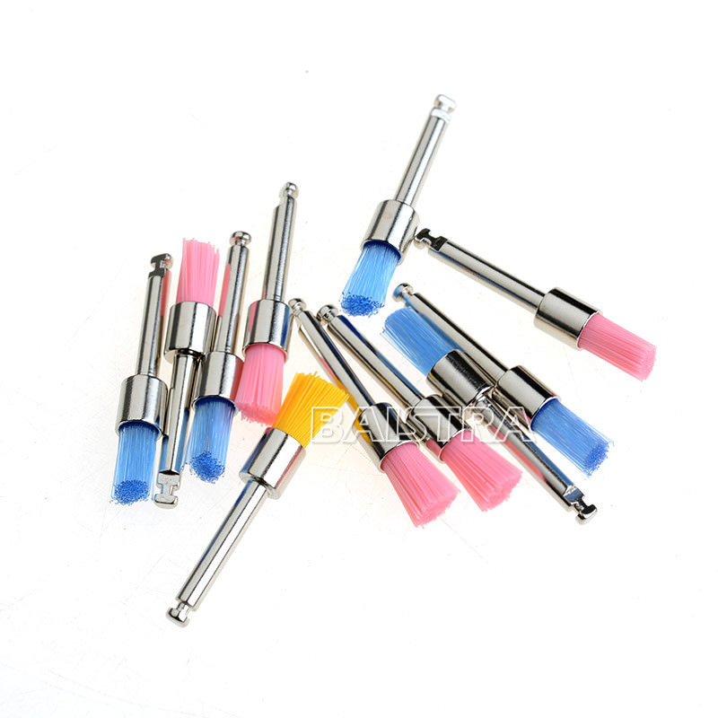 100pcs Dental Colorful Nylon Bowl Polishing Brushes Polisher Prophy Flat Type