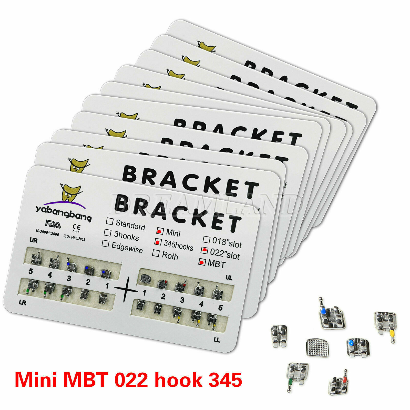 100 pack Dental Orthodontic Metal Bracket Mini MBT 0.22″Slot 345 Hooks #1 USA