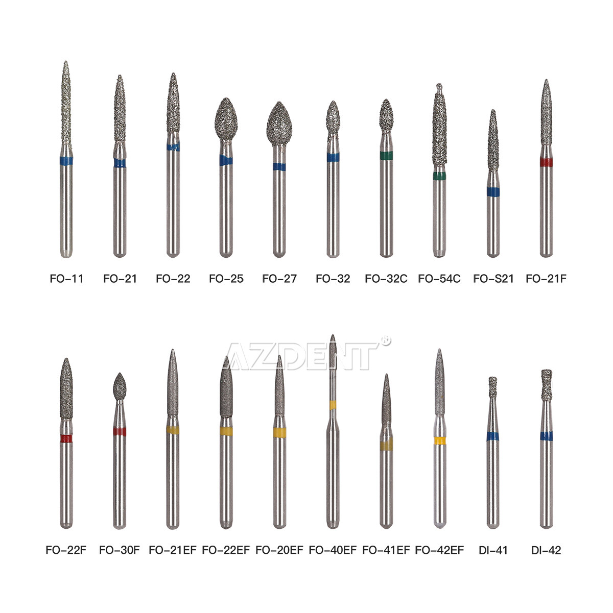 AZDENT Dental FG Diamond Burs Fit For High Speed Handpiece Friction Grip 1.6mm