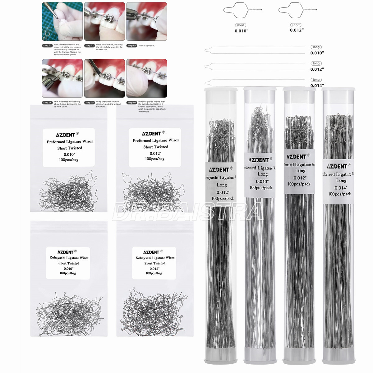 Dental Orthodontic SS Wires Kobayashi Preformed Ligature Ties Long/Short/Twist
