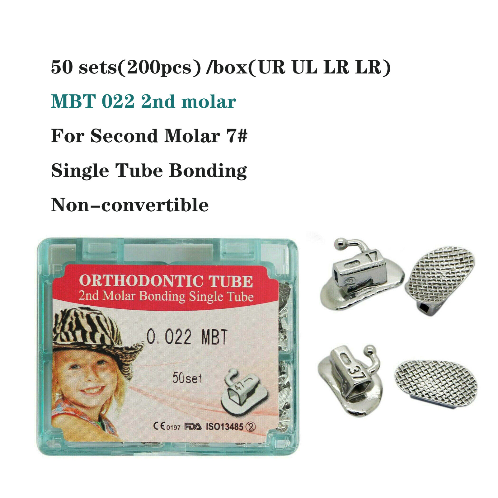 Dental Orthodontic Buccal Tubes 1st 2nd Molar Bracket Roth MBT 022 Bondable