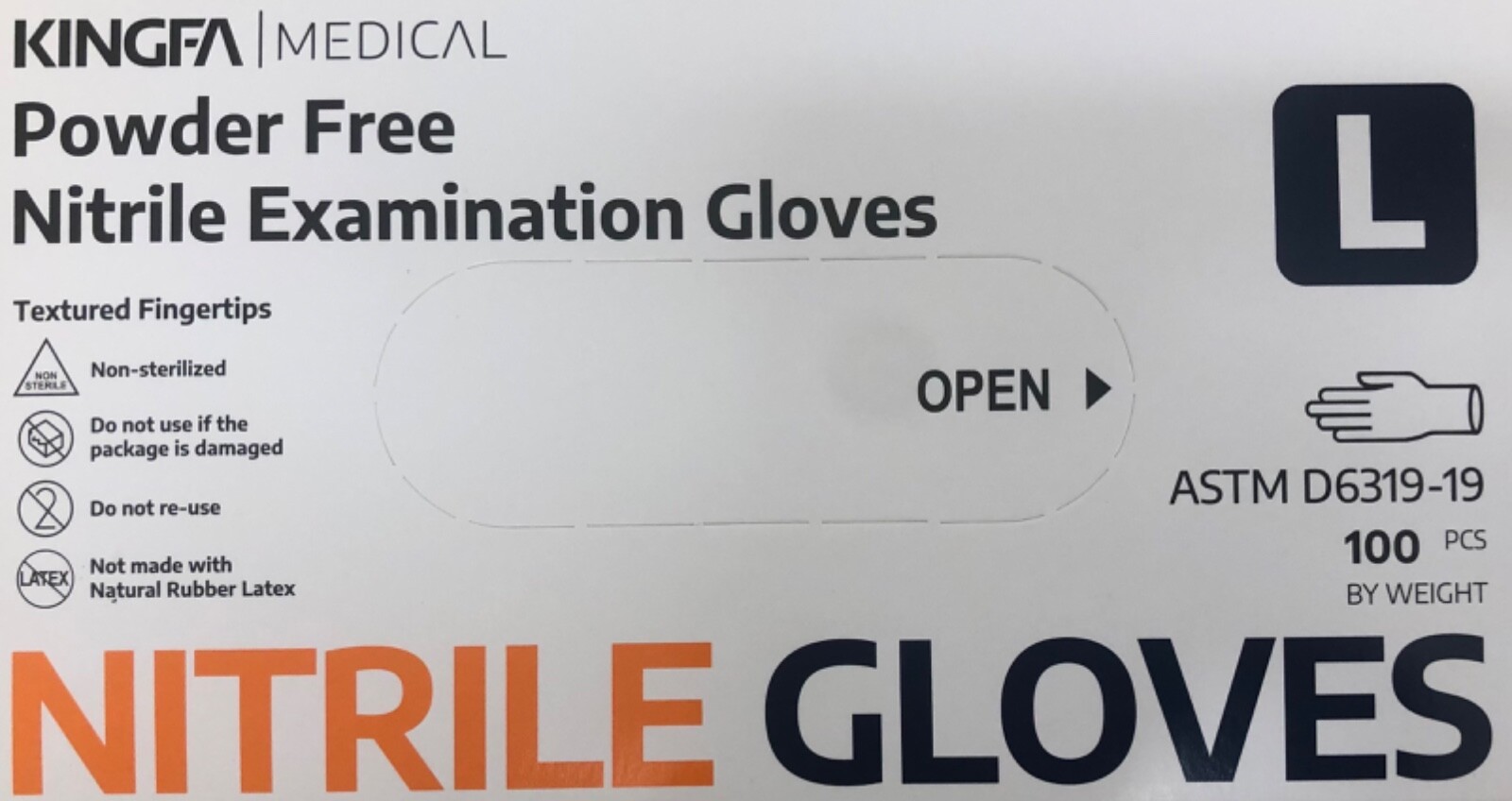 MEDICAL Powder Free NITRILE Examination Gloves, Large, 1000/CS