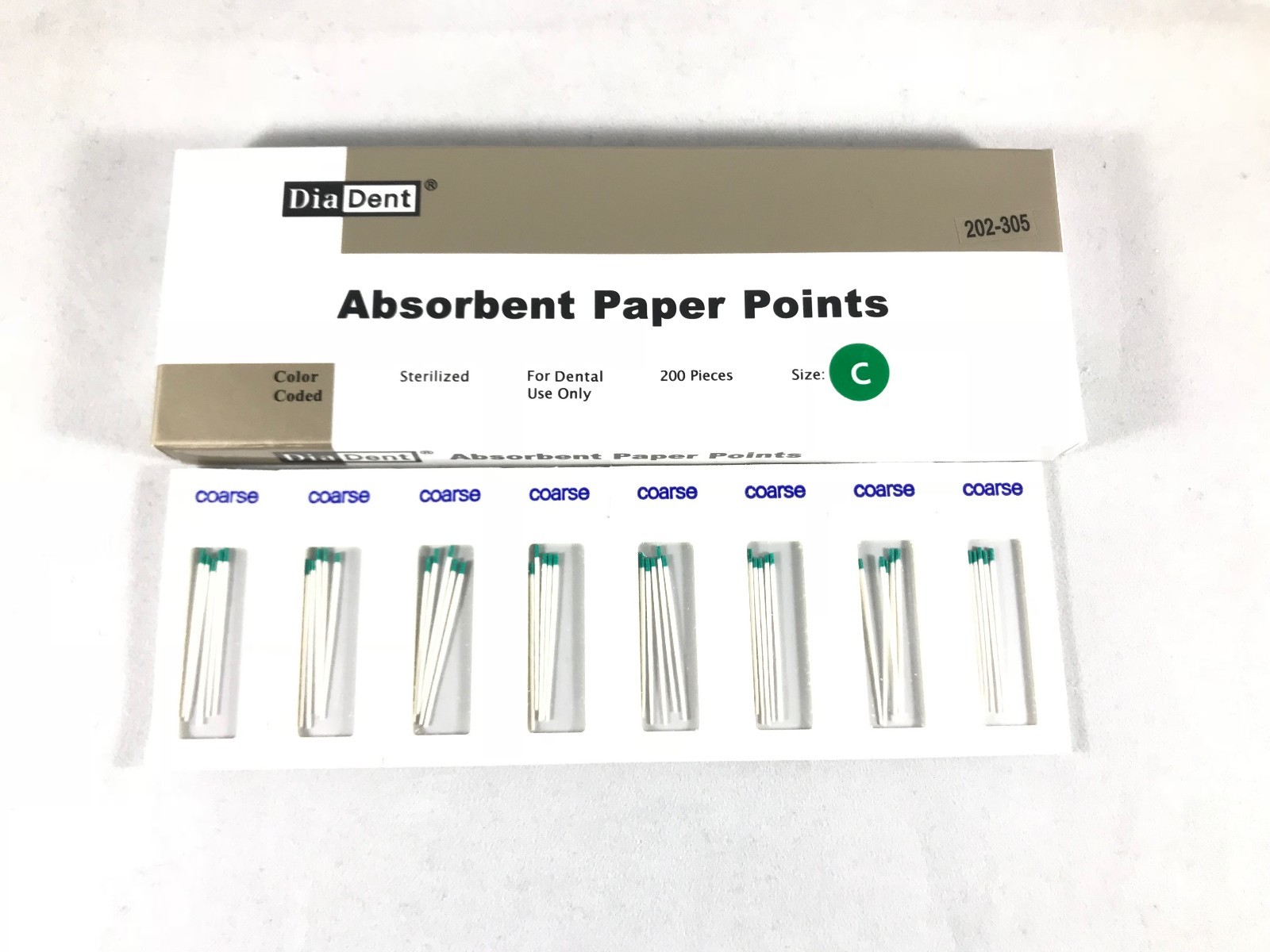 DIADENT Absorbent Paper Points Color Coded & Sterilized 200/Pack Cell Pack