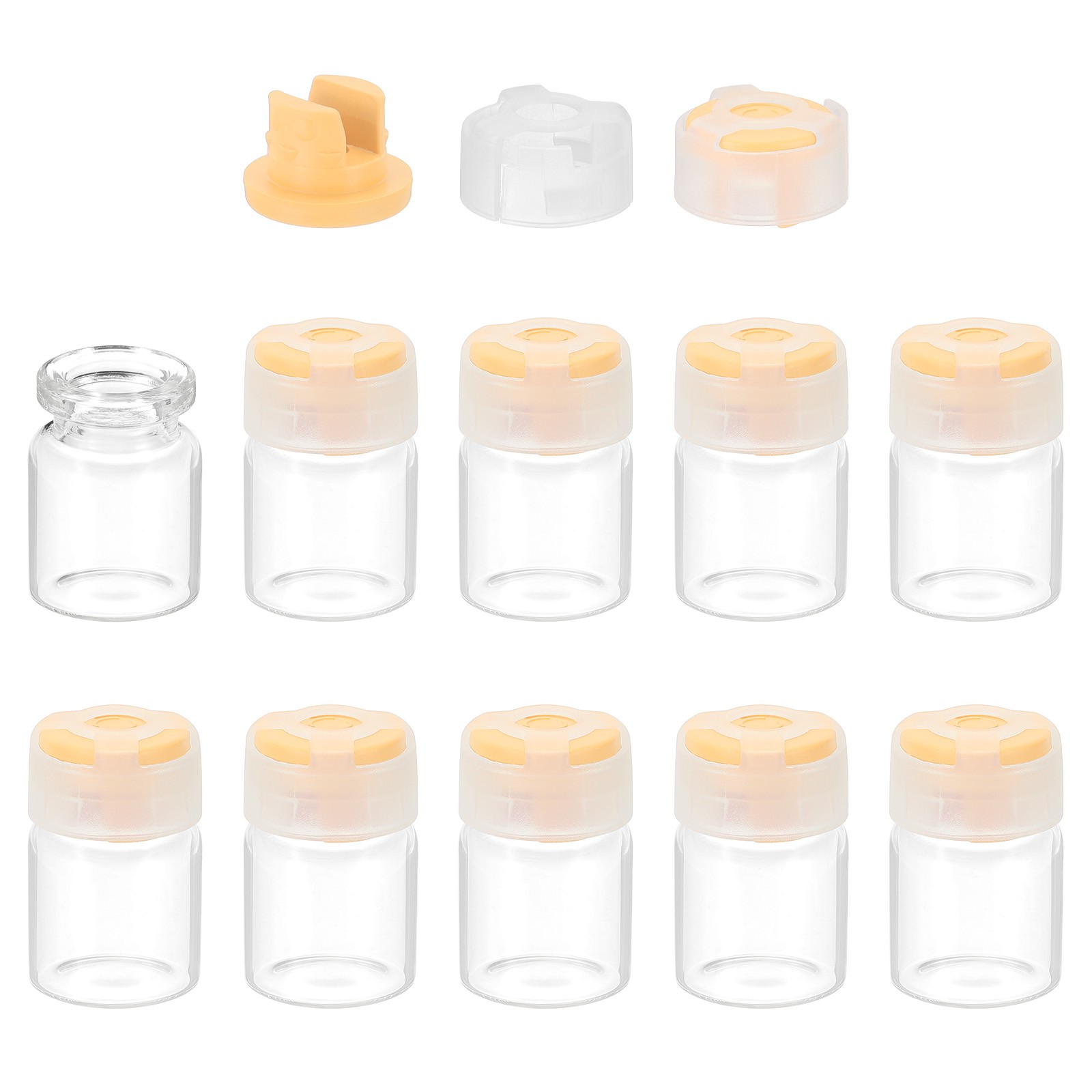 3ml Clear Glass Sample Vials, 10Pcs Small Liquid Bottles, Yellow