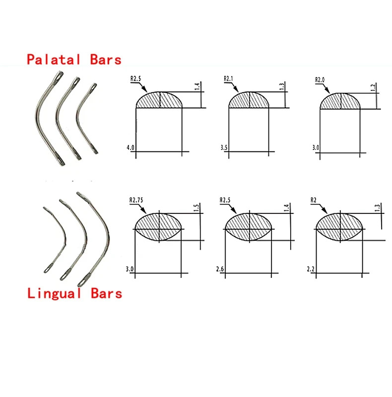 20 Pcs/Pack Dental Upper Lower Palatal/Lingual Bar Repair Large/Medium/Small
