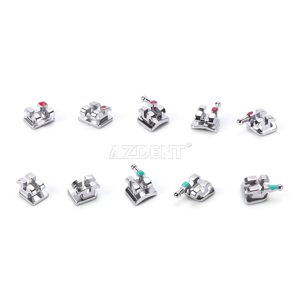 10 Packs AZDENT Dental Orthodontic Brackets Braces Metal Mini Roth.022 Hooks 345