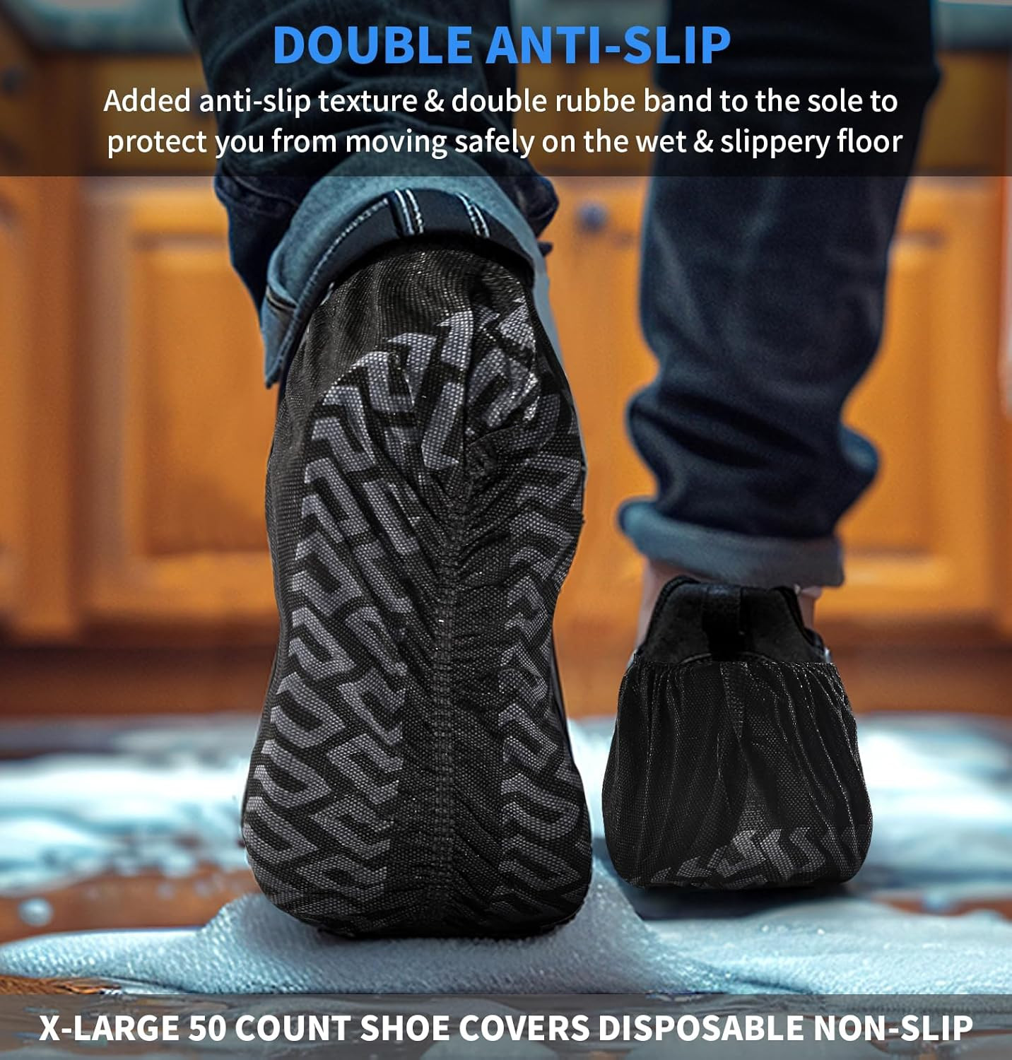 Shoe Covers Disposable Non Slip – 50 Pack (25 Pairs) X-Large Disposable Boot Cov