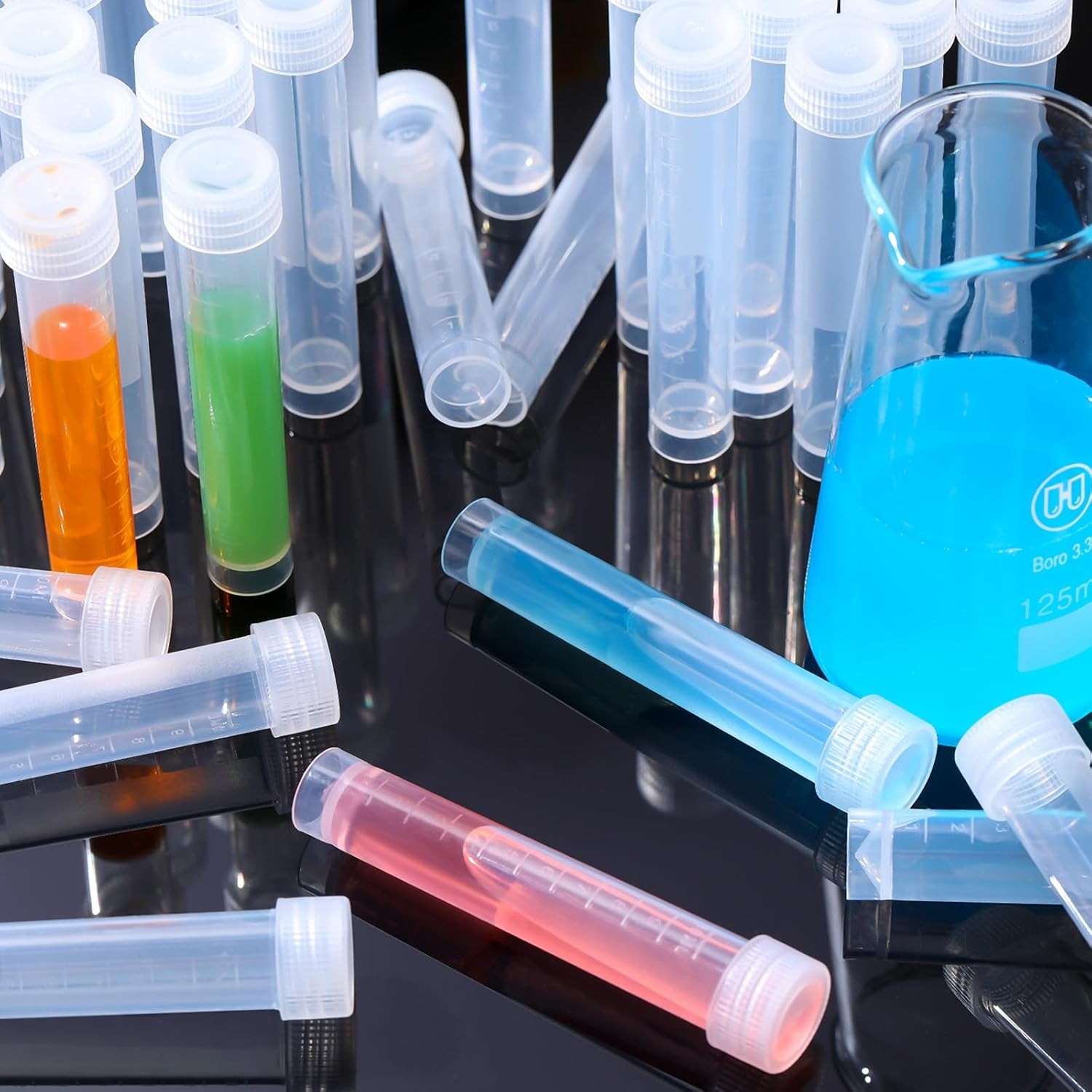 Kanayu 400 Pcs 10ml Plastic Test Tubes with Lids Vial Cap Container Small Storag