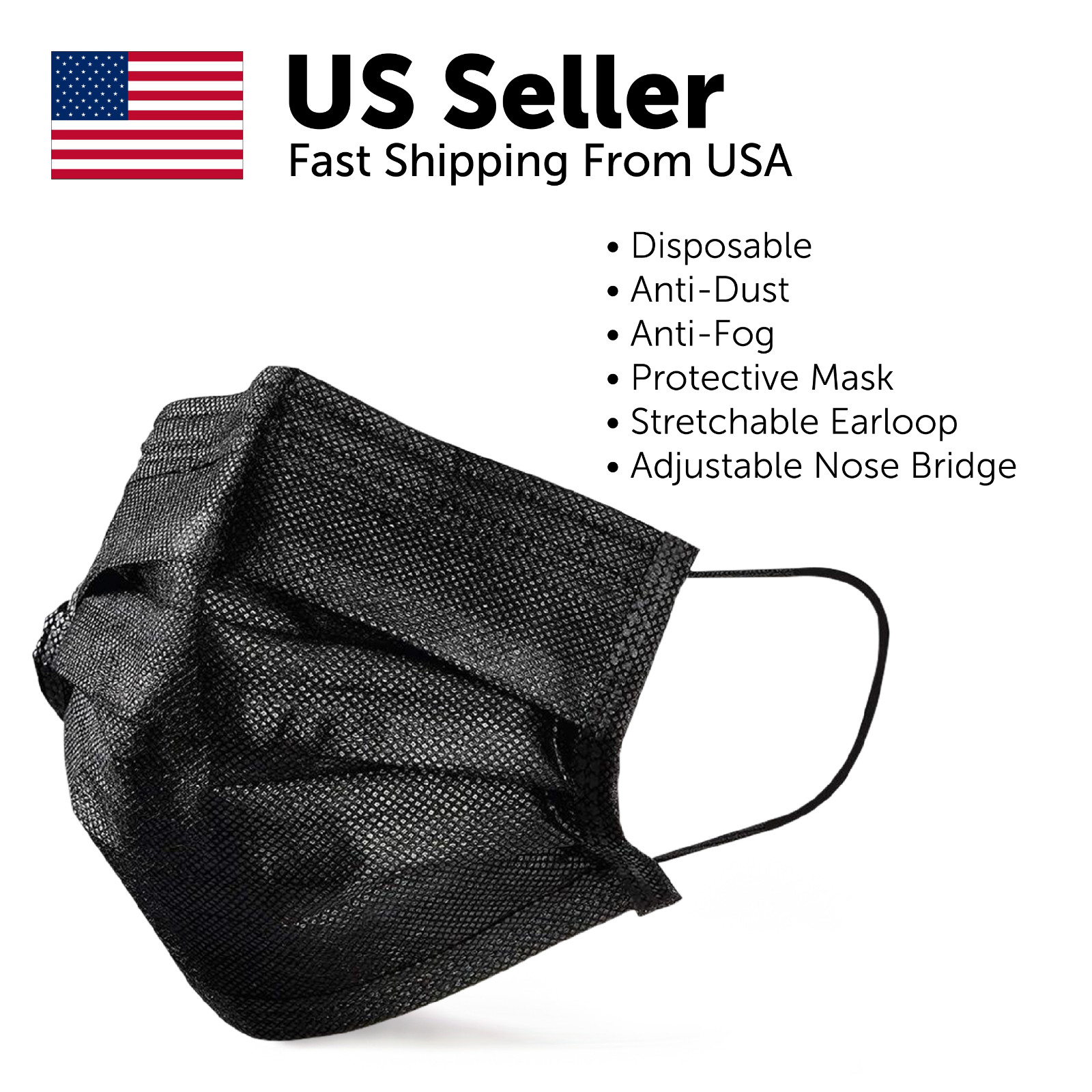 10-50 PCS Disposable Black 3-Ply Layer Dust Filter Unisex Mouth Cover Face Mask